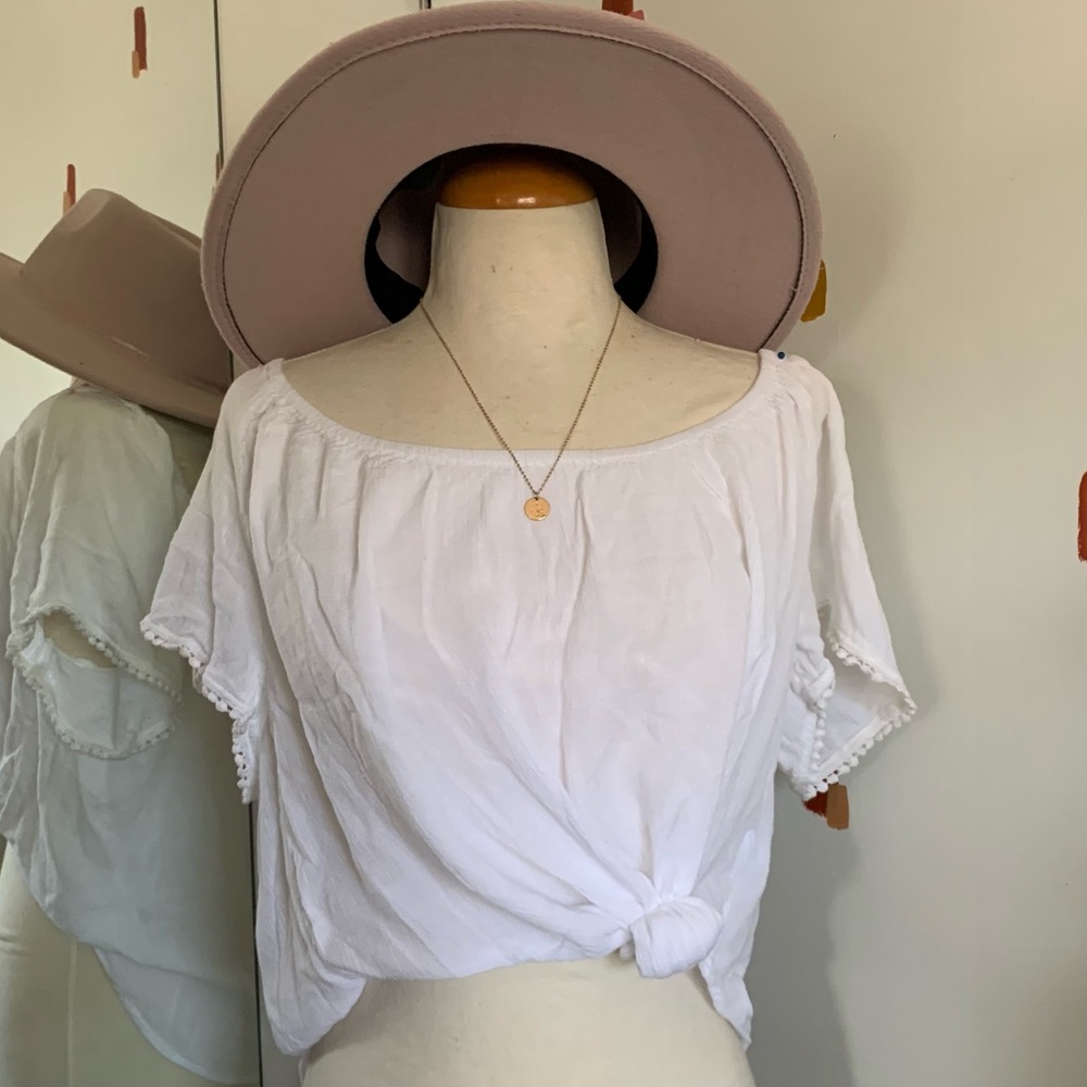 White Flowy Bohemian Off-the-Shoulder Top